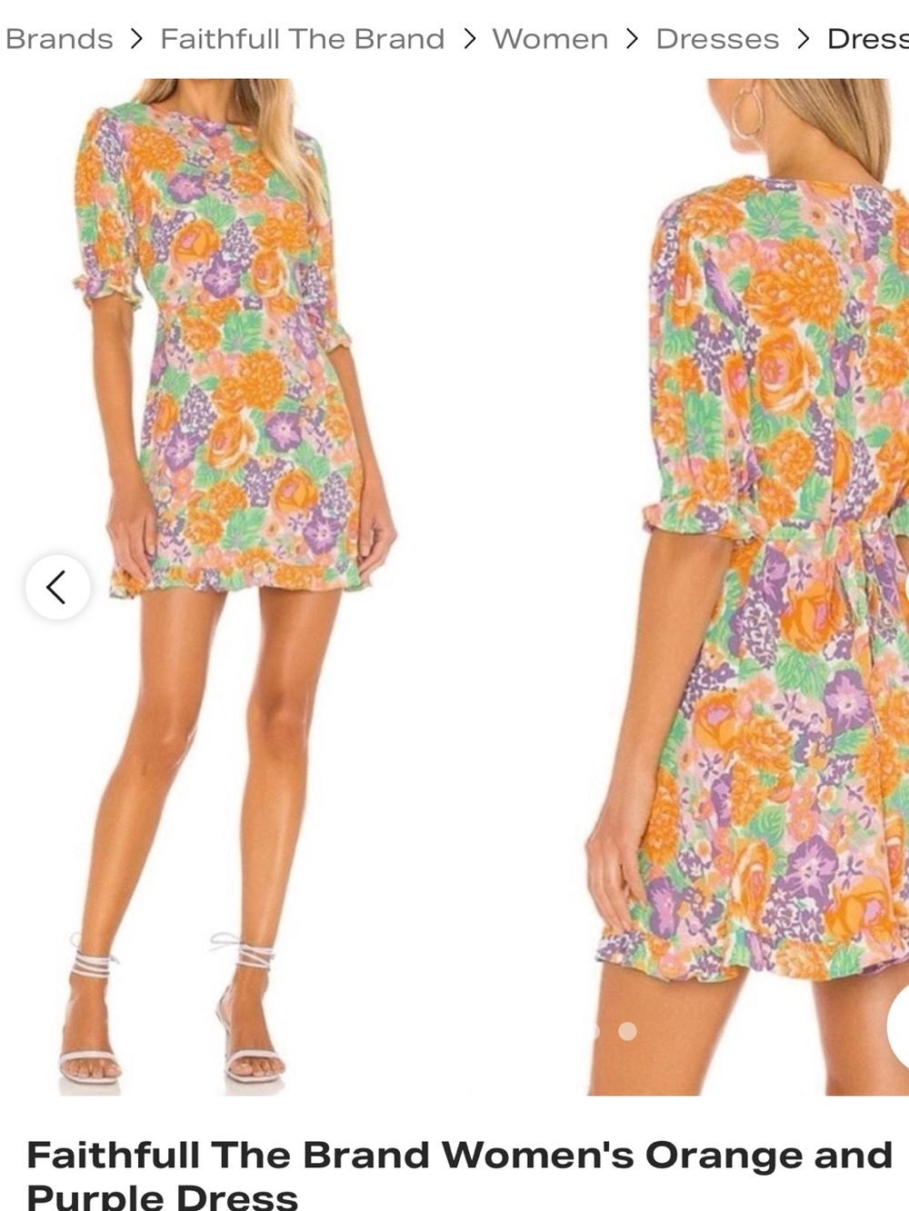 Faithfull the Brand Orange & Purple Floral Mini Dress